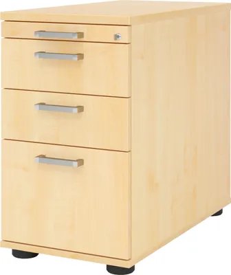 Produktbild von bümö office Standcontainer - mit Hängeregistratur - Nachbildung Ahorn, Griff: Chromgriff (Metall)