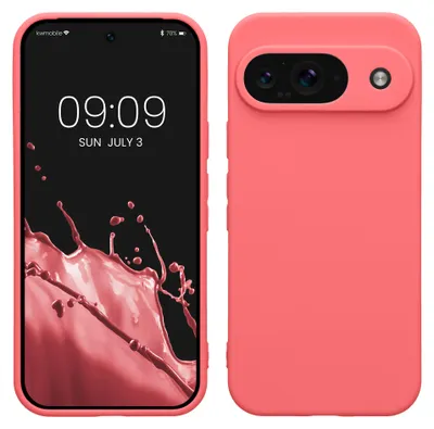 Produktbild von kwmobile Handyhülle für Google Pixel 9 Hülle - weiches Handy Silikon Case - Schutzhülle Cover - Neon Koralle