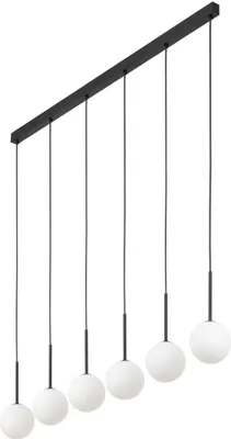 Produktbild von Hängelampe Glas Metall G9 H: max. 120 cm Schwarz Weiß Kugelschirm Modern
