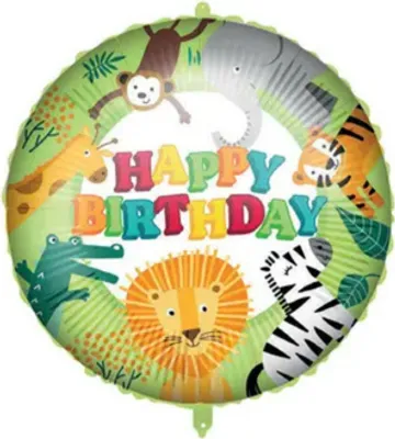 Produktbild von Happy Birthday Dschungel Safari Folienballon + Gewicht, 46cm