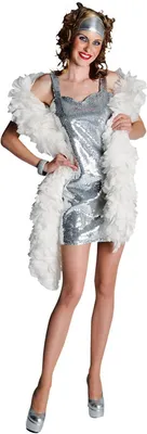 Produktbild von M211104-91-M-A silber Damen Pailettenkleid Discokkleid Charleston Gr.M