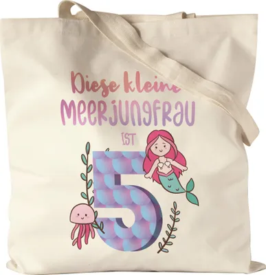 Produktbild von Diese Kleine Meerjungfrau Ist 5 Jutebeutel Stoffbeutel Canvas Geburtstagsgeschenk 5. Geburtstag Süßes Motiv