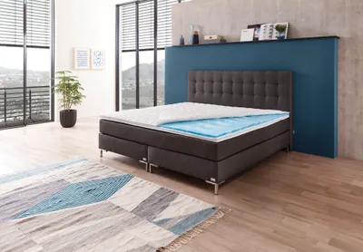 Produktbild von Boxspringbett WELCON ROCKSTAR® mit ErgoGEL® TOPPER 180x200 cm Härtegrad H3 dunkelgrau