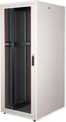 Produktbild von ROLINE 19-Zoll Netzwerkschrank Basic 42 HE, 800x1000 BxT Glastür grau, Freistehendes Gestell, 42U, 600 kg, Ablageschienen, Verstellbare Füße, 113,8 kg