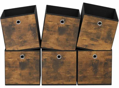 Obrázok produktu pre 6 úložných boxov, organizérov, | hnedá/čierna | 33,1 x 33,1 x 33,1 cm