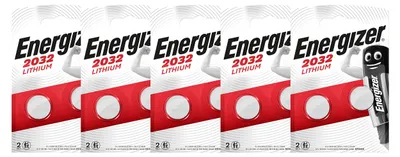 Zdjęcie produktu dla Baterie litowe Energizer CR2032, 3 V, opakowanie zawierające 5 sztuk, 2 baterie (w zestawie)