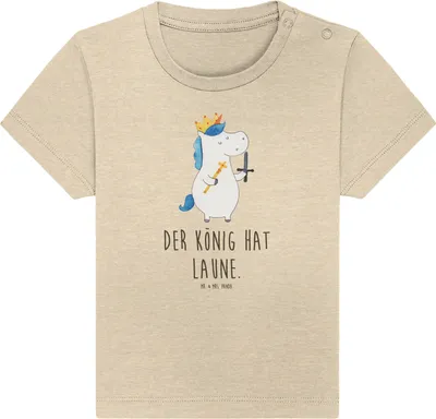 Produktbild von Mr. & Mrs. Panda  T-Shirt Einhorn König mit Schwert 6. - 12. Monat - Natural Raw - Geschenk, Mittelalter, Baby Shirt, Kleinkind, Unicorn, Babyshirt, Einhörner, Ritter