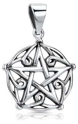 Produktbild von MATERIA Stern Anhänger Pentagramm Kette aus 925 Sterling Silber - Gothic Halskette Herren Damen rhodiniert KA-54