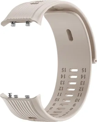 A beige watch strap is shown against a white background.