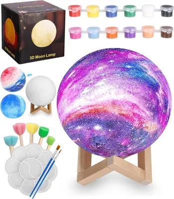 Produktbild von Bastel-Mondlampen-Malset, 3D-Mondlampen-Malset für Kinder, DIY Mondnachtlampe, Geburtstagsgeschenk für Mädchen im Alter von 3–12 Jahren