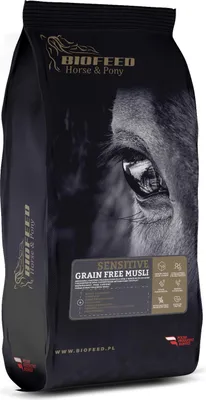 Produktbild von Biofeed Pferdemüsli Ergänzungsfutter Pferd Magenfreundlich Für Empfindlicher Magen Pferd, Getreidefrei, 20 Kg