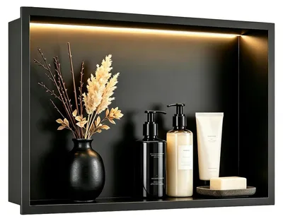 LED-Wandnische Edelstahl 45×30×10 cm Duschregal