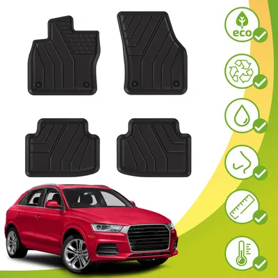 Image de 3D Eco Tapis De Sol En De Matériaux Recyclés Pour Audi Q3 II Depuis 2018, Bord Haut, Inodore, Noir, Antidérapant, Toutes Saisons