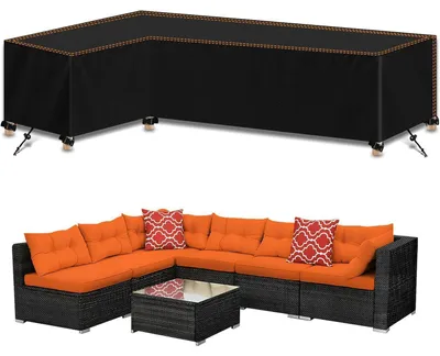 Productafbeelding van Tuinmeubelbeschermer, L-vorm, waterdicht, winddicht, 420D, 270 x 210 x 85 cm