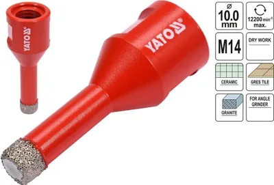 Produktbild von M14 Diamantbohrkrone Fliesenbohrer Diamantbohrer 6 - 68 mm für Winkelschleifer, Größe:10mm