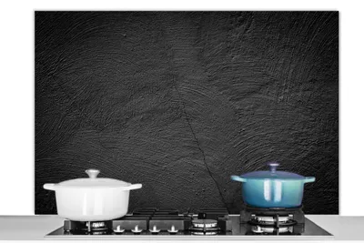 Produktbild von KitchenYeah®  Spritzschutz Küche - Küchenrückwand - Wandschutz für Herd und Spüle - Beton - Schwarz - Industriell 120x80 - Alu-Dibond (Alternative zum Spritzschutz aus Glas) - Hitzebeständig - Herdspr
