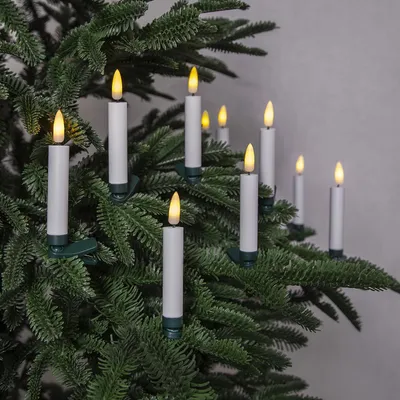 Zdjęcie produktu dla Lampki choinkowe Led FLAMME 10 świeczek bezprzewodowych na baterie z pilotem białe ciepłe