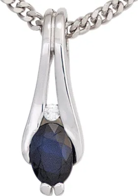 Produktbild von JOBO Anhänger 333 Gold Weißgold 1 blauer Safir 1 Diamant Brillant 0,02ct.