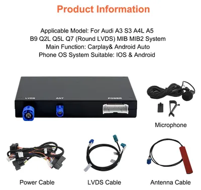 Imagen del producto de Interfaz inalámbrica de Carplay y Android Auto para Audi: decodificador multimedia para pantallas originales