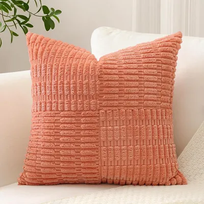 Obrázok produktu pre Poťah na vankúš, materiál: cord, rozmery: 60x60 cm, farba: korálová, 1 kus