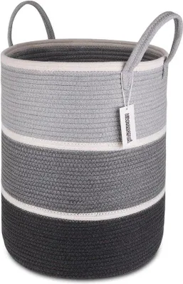 Obrázek produktu pro Šedobílý koš na prádlo 41 x 51 cm z bavlny