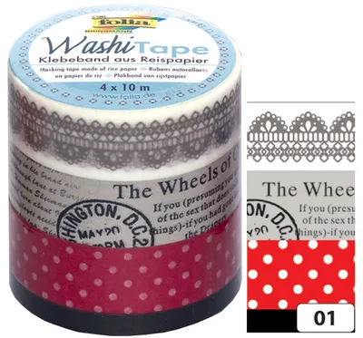 Produktbild von folia Deko-Klebeband Washi-Tape LIEBE 4er Set