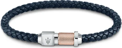Produktbild von MASERATI BRACELET BLU RECY LEAT IP Leder blau