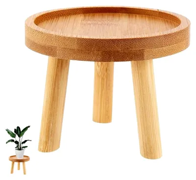Produktbild von Kleiner Pflanzenhocker aus Holz, Hocker für Blumen, Topfpflanzenständer, runder Blumentopfhalter, Blumenbank für Innenfensterbank, Blumenhocker Deko für Innen- und Außenbereich (14 x 9,5 cm)