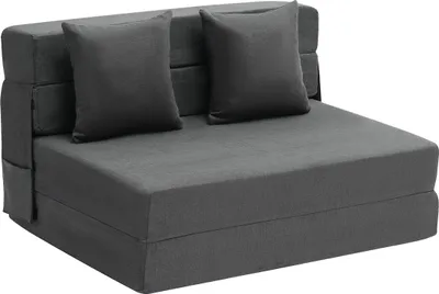 Produktbild von VEVOR 3 in 1 Klappsofa faltbares Schlafsofa mit 2 Kissen & waschbarem Bezug, umwandelbarer Schlafsessel aus 25D Memory Foam, Couch für Wohnzimmer Schlafzimmer, Dunkelgrau (TWIN XL / 1950x1005x150mm)