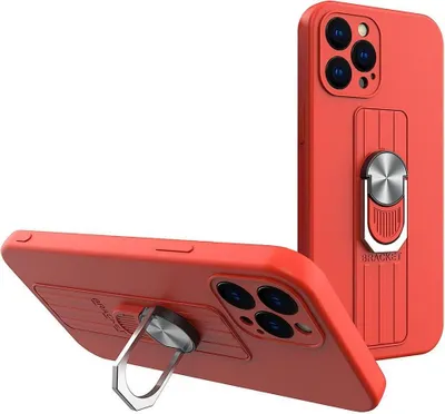 Immagine prodotto di Anello Custodia Custodia in silicone con presa per le dita e supporto per Xiaomi Redmi Note 11 Rosso