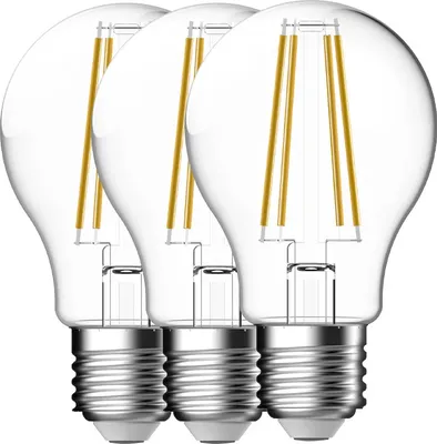 Immagine prodotto di Set di 3 lampadine LED NORDLUX Filament, E27 da 4 a 7,8 W, 2700 K, Variante: Ø 60 x 104 mm, 470 lm, LED, 4 W=40 W