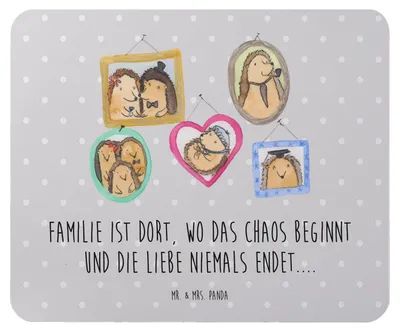 Produktbild von Mr. & Mrs. Panda Mouse Pad Igel Familie - Grau Pastell - Geschenk, Bilder, Glück, Mousepad, Papa, Muttertag, Liebe, pc mausunterlage, Mauspad, computer