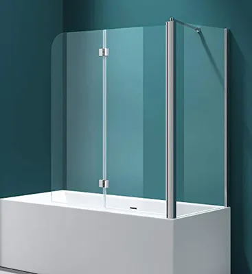 Produktbild von Mai & Mai Duschwand für Badewanne Badewannenfaltwand 6mm Sicherheitsglas mit NANO-Versiegelung Duschabtrennung Badewannen BTH: 70x120x140cm