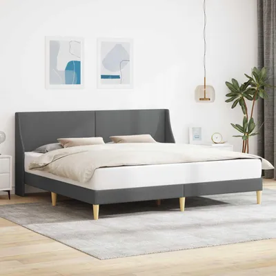 Obrázok produktu pre Maison Exclusive – Posteľový rám s čelom, tmavosivá farba, 183 x 213 cm, látka