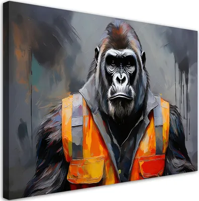 Produktbild von Leinwandbild Gorilla Arbeiter Abstraktion 90x60 Feeby Grau bild für die wand bereit zum aufhängen