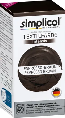 Produktbild von simplicol Textilfarbe intensiv: DIY Färbemittel in 23 Farben inkl. Farb-Fixierer, Farbe:Espresso-Braun (1816), Größe:1er Pack