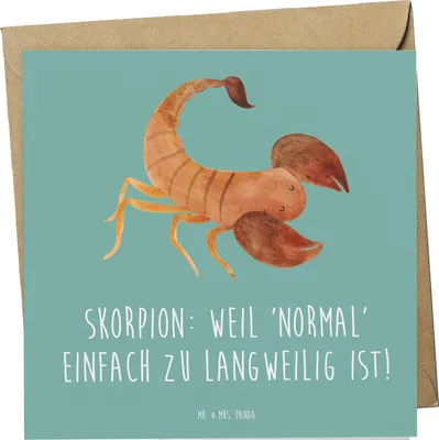 Produktbild von Mr. & Mrs. Panda doppelkarte Skorpion Unikat - Meeresbrise - Geschenk, Geheimnisvoll, Geschenke Sternzeichen, Leidenschaft, Horoskop, Astrologie, Geheimnis, anlasskarte