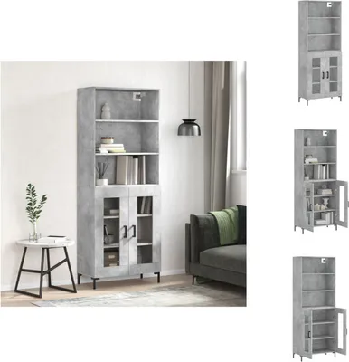 Produktbild von vidaXL Highboard Betongrau 69,5x34x180 cm Holzwerkstoff -  Sideboards