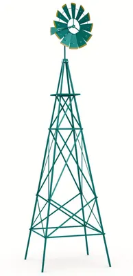 Productafbeelding van Windmolen - Tuinsteker - Windwijzer - Windspinner - Tuindecoratie - 244 cm Hoog - Weerbestendig Metaal