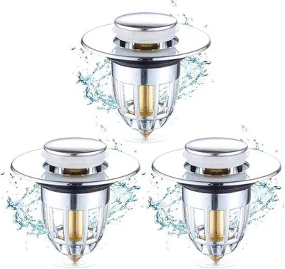 Produktbild von Stopfen-Set für Küchen, 3-teilig, universell, mit Pop-up-Mechanismus