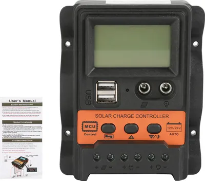 Obrázek produktu pro PWM regulátor solárního nabíjení s LCD displejem, 12V/24V, 30A, duální USB výstup 5V, regulátor nabíjení solárních panelů