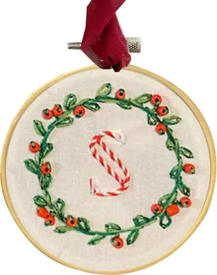 Produktbild von DIY Bestickte Weihnachtsornamente, personalisiertes Monogramm-Stickset mit Initialen von A–Z, Mini-Stickset für Anfänger, handgefertigt