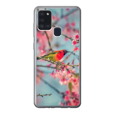 Produktbild von MuchoWow® Handyhülle Schutzhülle Hülle für Samsung Galaxy A21s Vogel - Sakura - Farben Silikon Softcase Handy Hülle - Hartschale