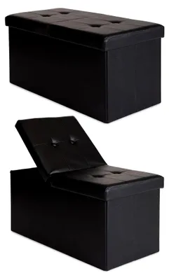 Produktbild von Sitzbank mit Klappdeckel, 76x38x38 cm, schwarzes Kunstleder