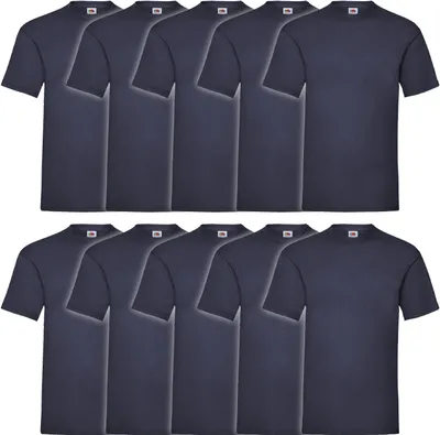 Produktbild von 10er Pack Fruit of the Loom Valueweight T-Shirt + GRATIS MyShirt Stoffbeutel Farbe: navy Größe: 5XL