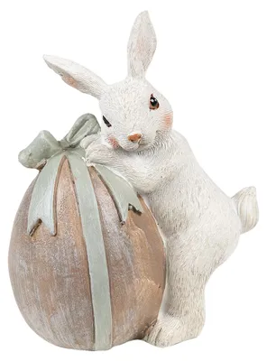 Produktbild von Clayre & Eef Figur Kaninchen 8x5x11 cm Beige Grau Polyresin