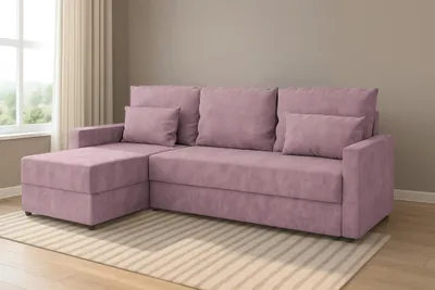 Zdjęcie produktu dla Narożnik KUBO L z funkcją spania 120x200, pojemnik na pościel, uniwersalny L/P, Kronos 27 Różowy, 226 cm