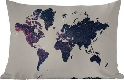 Produktbild von MuchoWow® Outdoor Kissen - Weltkarte - Blau - Glitter - 60x40 cm - Wetterfest - Lounge Kissen - Zierkissen - Kissen für Innenräume