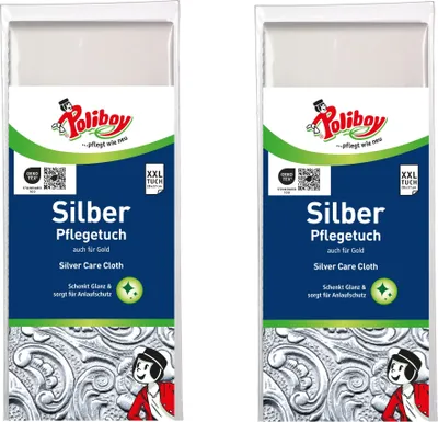 Produktbild von Poliboy Silber Pflegetuch 2er Set - Größe ca. 28x37cm, Reinigung & Pflege