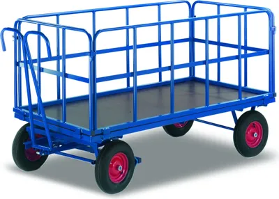 Produktbild von Variofit Handpritschenwagen mit 4 Rohrgitterwänden, Typ:Vollgummibereifung, Ladefläche:940x640 mm